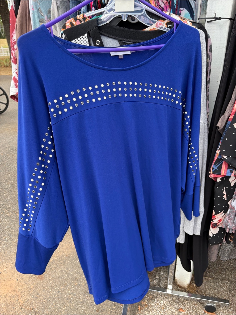 Calvin Klein Royal Blue Studded Long Sleeve Top